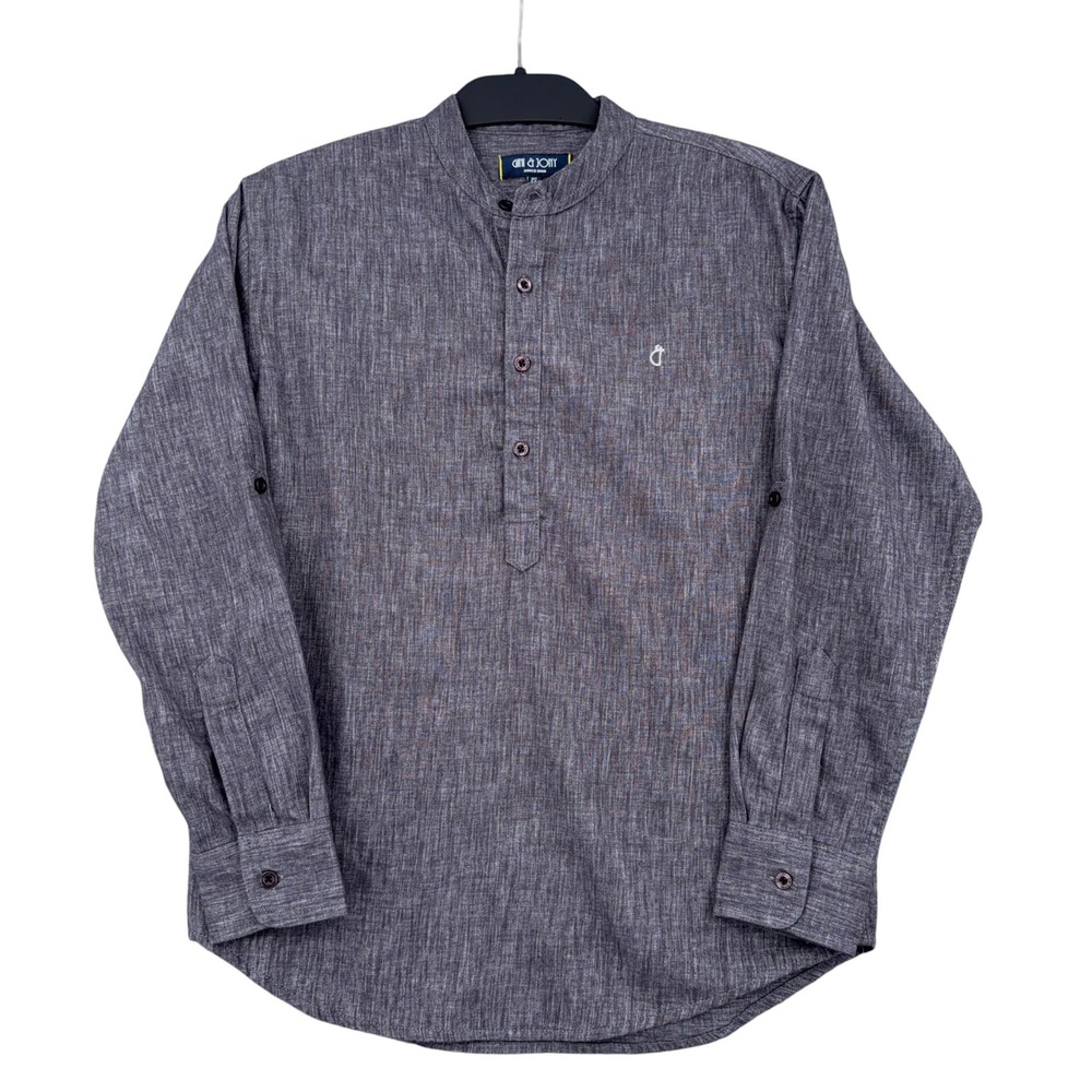 Gini‎ & Jony Henley Shirt Boys 14 Cotton Polyester Gray Long Sleeve